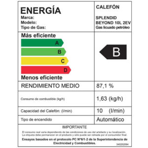 CALEFON 10 LTS. GAS LICUADO AUTOMATICO SPLENDID BEYOND 10L 2EV GLP - Imagen 2